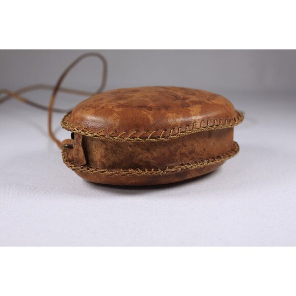 Small Tooled leather purse, floral embossed festival bag, change purse mini - Picture 3 of 9